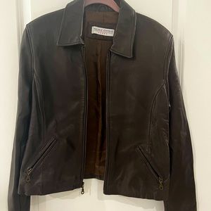 Chocolate brown leather jacket by Valerie Steven’s